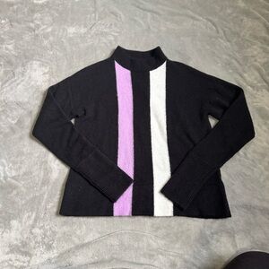 Halogen black and purple color block mock neck sweater
